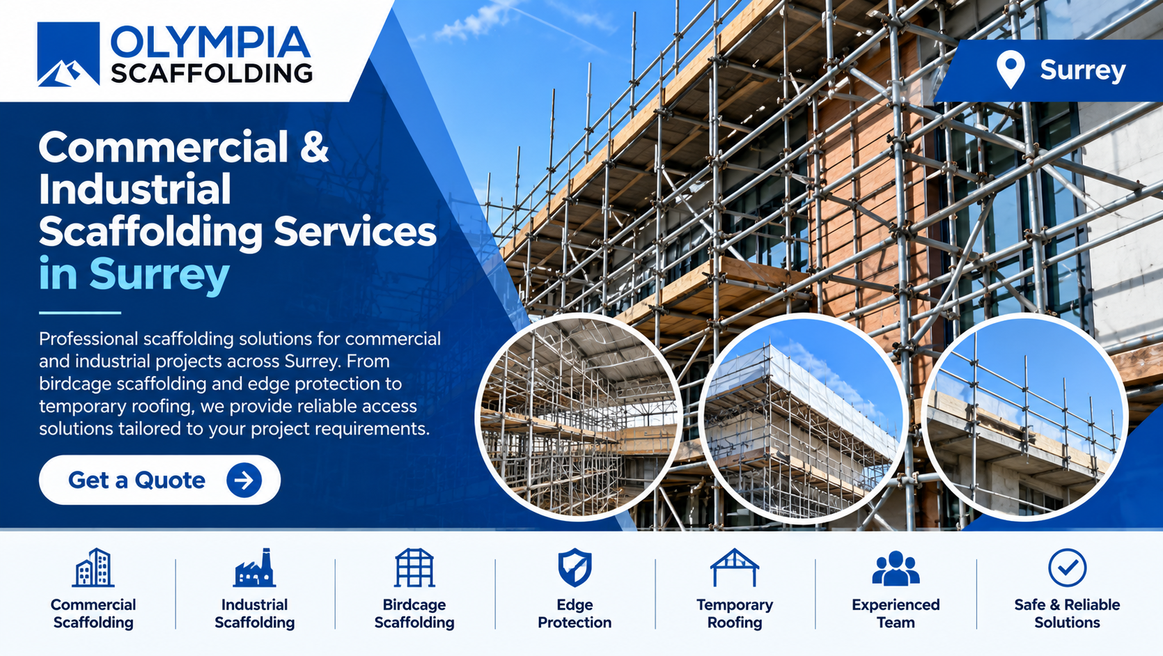 Commercial and industrial scaffolding services in Surrey by Olympia Scaffolding